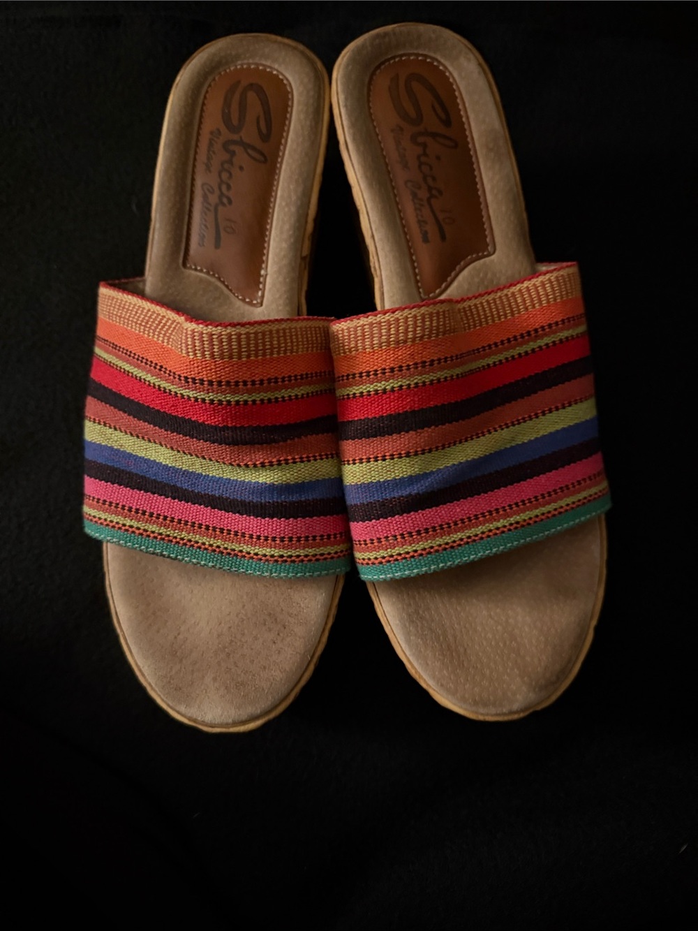 Multicolor Stripe Slide Sandals - Women